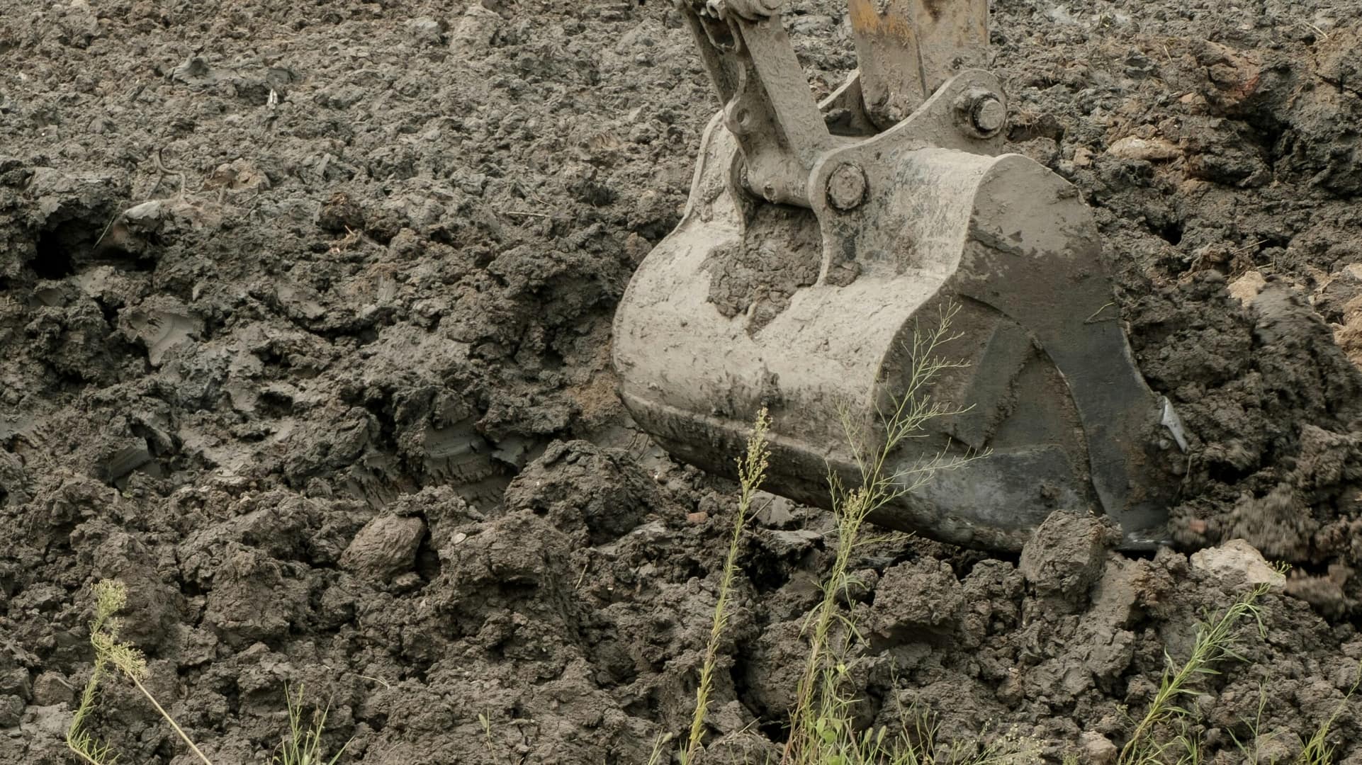 Excavating earth tree stump removal